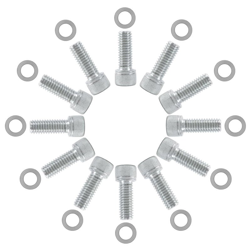 CHENACC Exhaust Header Bolts and Washers Kit 1” 3/8-16 Compatible with Ford Small & Big Block V8 Engines 260 289 302 351W 351C 352 390 428 429 460 FE 5.0L Mustang Header Stud Kit Bolts Valve Cover - Image 1